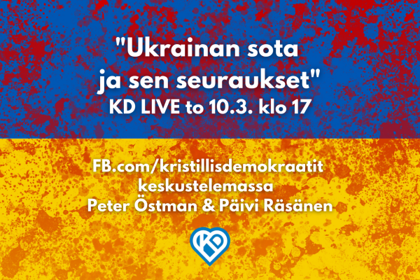 Östman ja Räsänen keskustelemassa KD LIVE:ssä torstaina 10.3. kello 17