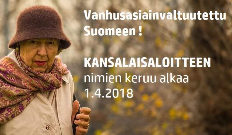 Allekirjoita kansalaisaloite: Vanhusasiainvaltuutettu Suomeen