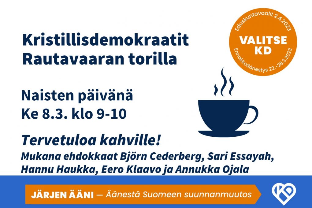 KD-ehdokkaita Rautavaaralla 8.3. kello 9-10
