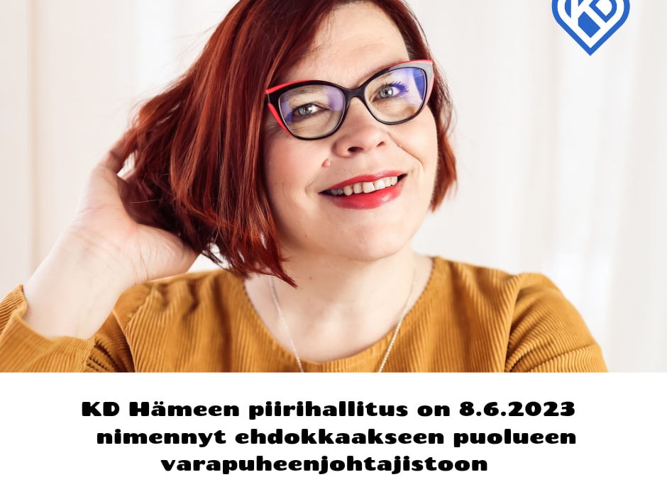 KD Häme nimesi ehdokkaan puolueen puheenjohtajistoon