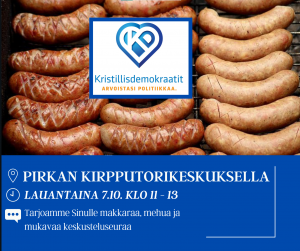 Toritapahtuma Pirkan kirppiksen edustalle Lentolassa la 7.10. klo 11-13, tarjolla makkaraa ja mehua sekä juttuseuraa