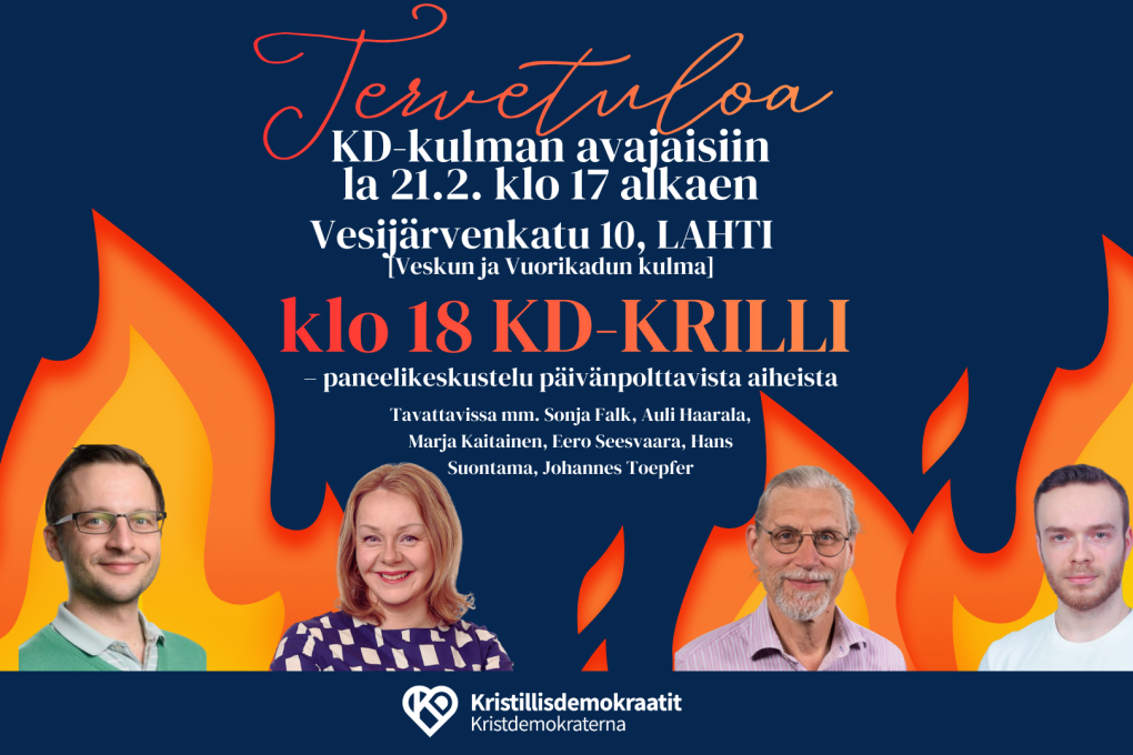 Lahdessa KD-kulman avajaiset la 21.2. alkaen klo 17