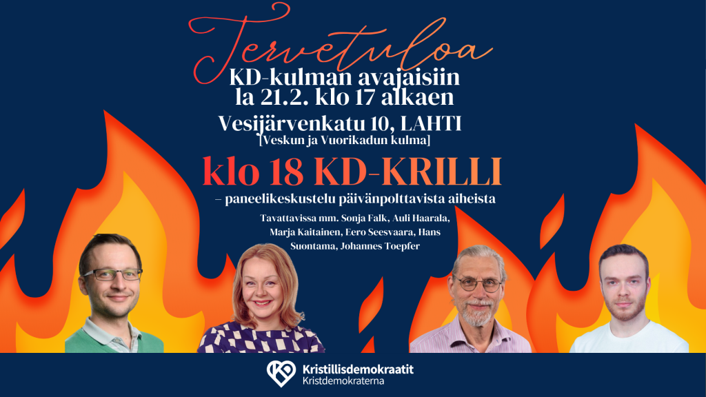 Tervetuloa Lahden KD-kulman avajaisiin la 21.2.